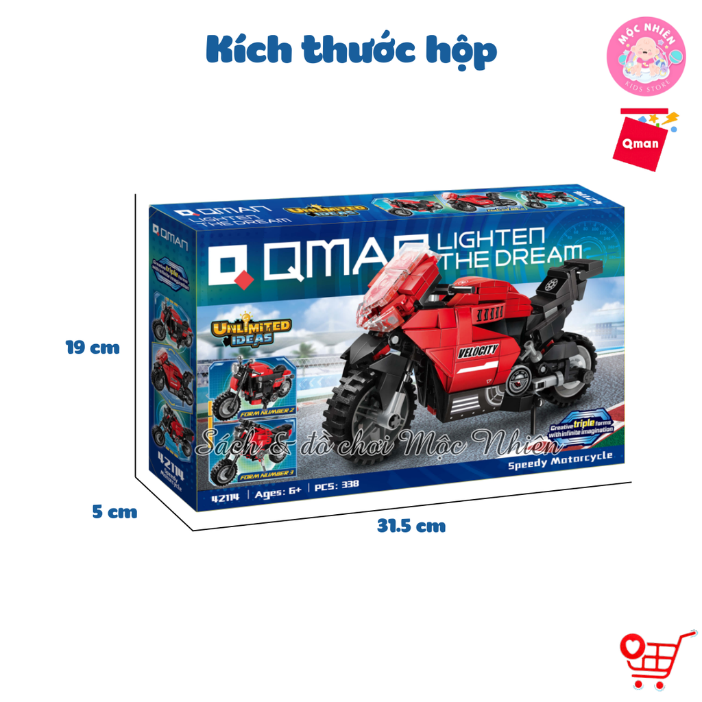 Đồ chơi lắp ráp Qman 42114 - Mô Tô Thể Thao (338 mảnh ghép)