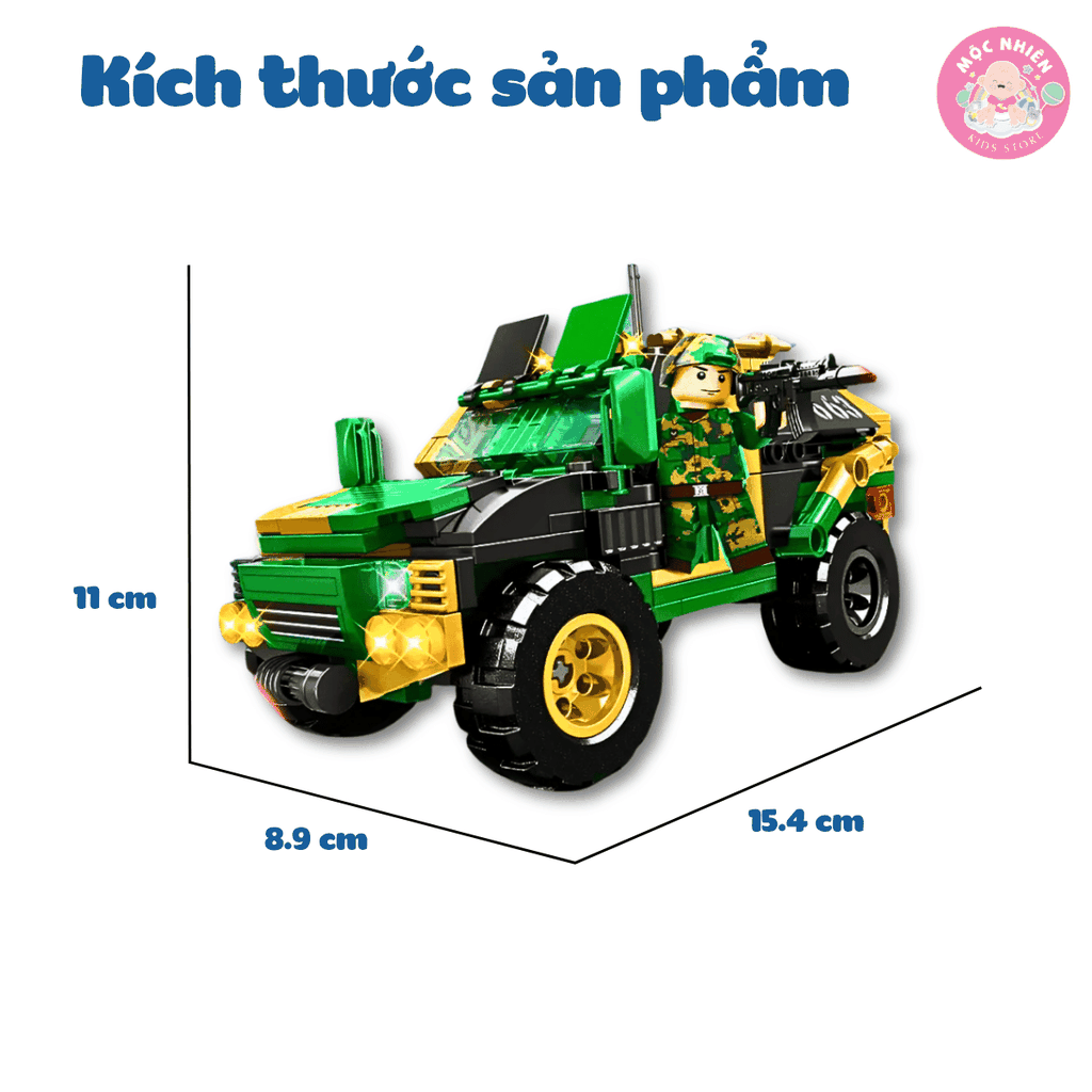 Đồ chơi lắp ráp 2 trong 1 Woma C0663 - Xe quân sự biến hình (325 mảnh ghép)