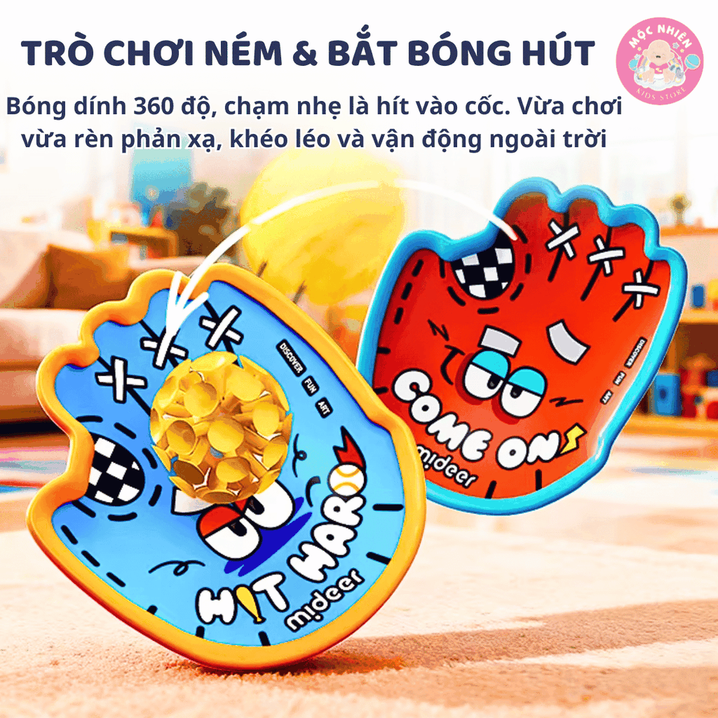 Bộ vợt ném bóng dính Mideer kèm bóng ném cao su - Suction Ball Set