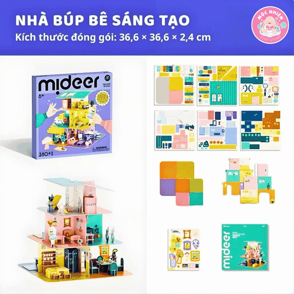 Đồ chơi lắp ráp Mô hình nhà búp bê biệt thự Mideer - Creative 3D Villa
