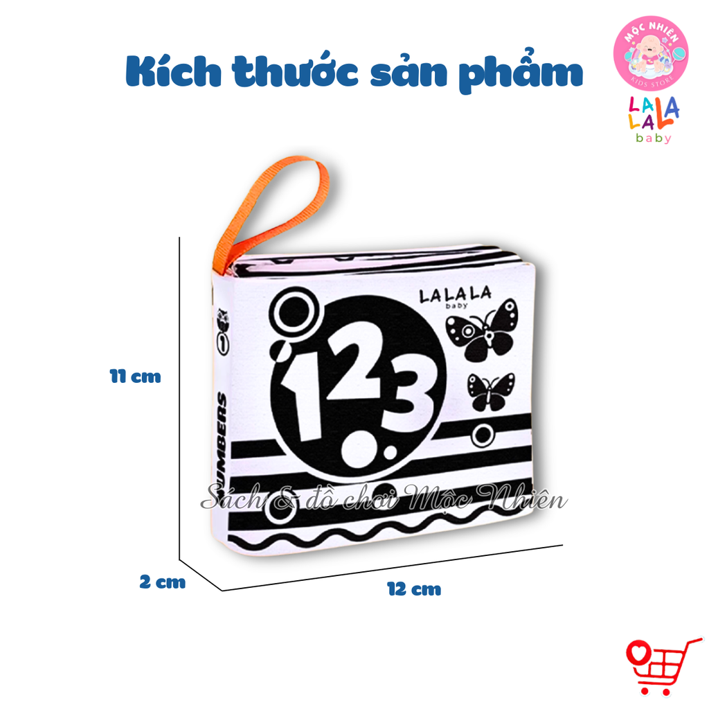 Combo 04 cuốn Sách vải mini (Loại A) kích thích thị giác cho bé sơ sinh 0 đến 12 tháng - Lalala Baby - 8 trang kích thước 12x11 cm
