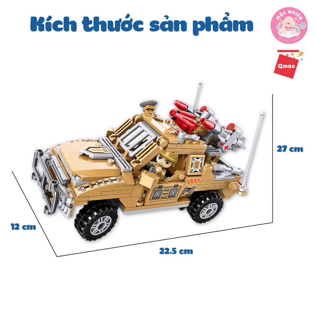Đồ Chơi Lắp Ráp Qman 22012 - Xe Quân Sự Cơ Động Nhanh (281 Mảnh Ghép) Dành Cho Bé Trai Trên 6 Tuổi