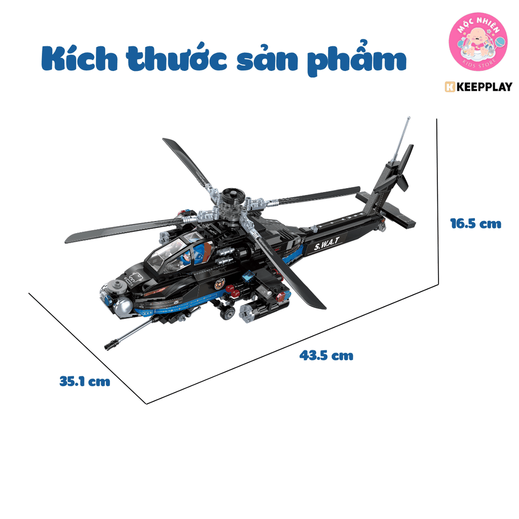 Đồ chơi lắp ráp xếp hình Keepplay 11024 - Máy bay trực thăng quân sự (748 chi tiết)