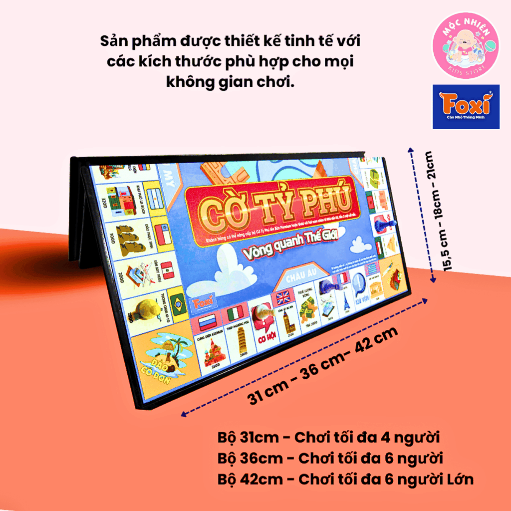 Đồ chơi Cờ Tỷ Phú Chủ Đề Vòng Quanh Thế Giới Size Lớn - Cờ Tỉ Phú Đồ Chơi Trí Tuệ Trẻ Em - Hiệu Foxi