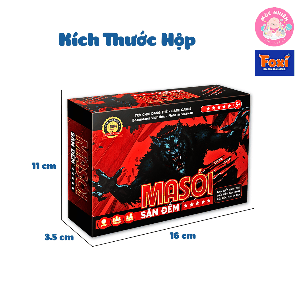 Board game Bài Ma Sói Săn Đêm Việt hóa Foxi - Werewoft-80 lá-78 lá tặng 2 thẻ mở rộng - Thẻ in siêu dày