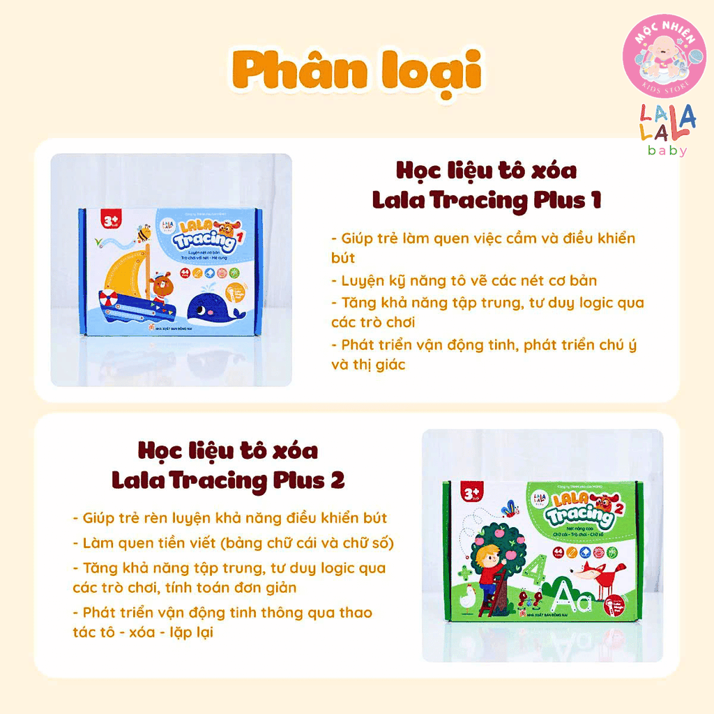 Combo 02 bộ Học liệu tô xóa Lala Tracing Plus - Đồ chơi giấy tô xóa thông minh đồ chơi tô xóa cho bé -Lalala baby