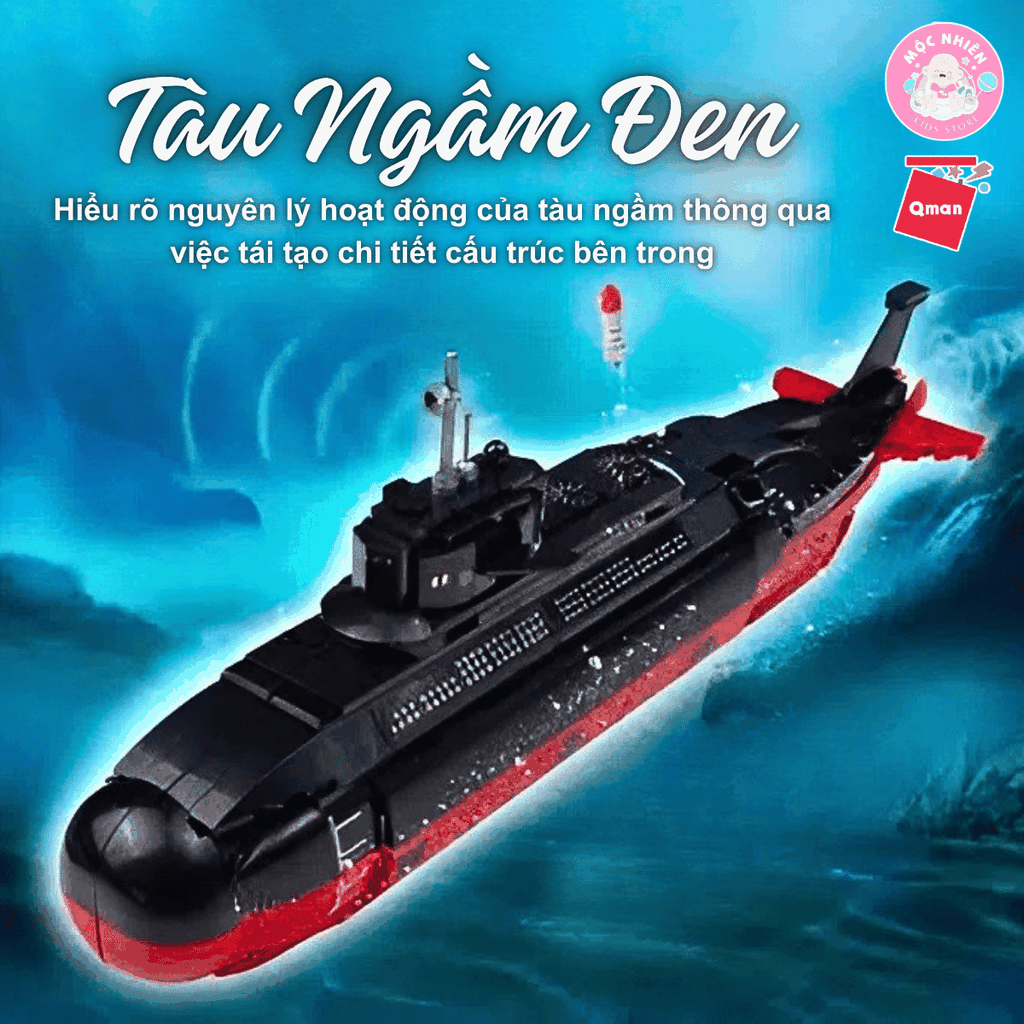 Đồ chơi lắp ráp xếp hình Qman 22018 - Tàu ngầm đen (523 chi tiết) - Dành cho bé trai từ 6 tuổi