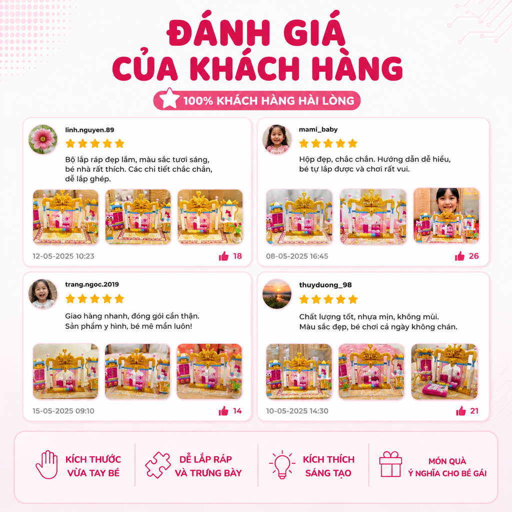 Đồ chơi lắp ráp xếp hình Qman 32012 - Căn phòng công chúa (282 mảnh ghép) - Dành cho bé gái trên 6 tuổi