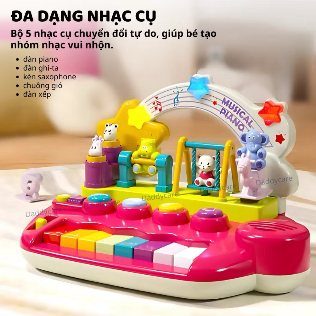 Đồ chơi âm nhạc cho bé kèm đàn piano điện tử có hiệu ứng động vật nhảy múa Goodway Musical Piano