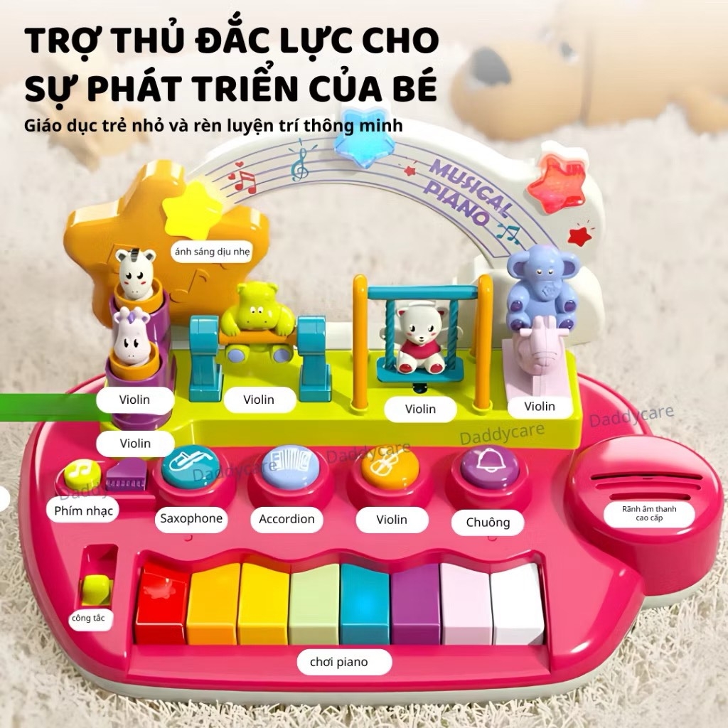 Đồ chơi âm nhạc cho bé kèm đàn piano điện tử có hiệu ứng động vật nhảy múa Goodway Musical Piano