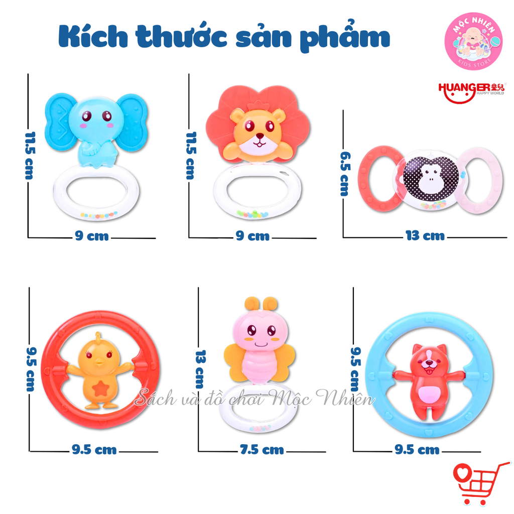 Đồ chơi Huanger HE0132 - Bộ 6 lục lạc động vật dễ thương (chịu được nhiệt độ sôi của nước)