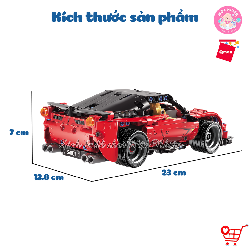 Đồ Chơi Xếp Hình Lắp Ráp Xe Đua Điều Khiển Từ Xa Qman 54001 - Siêu xe màu đỏ (425 chi tiết)