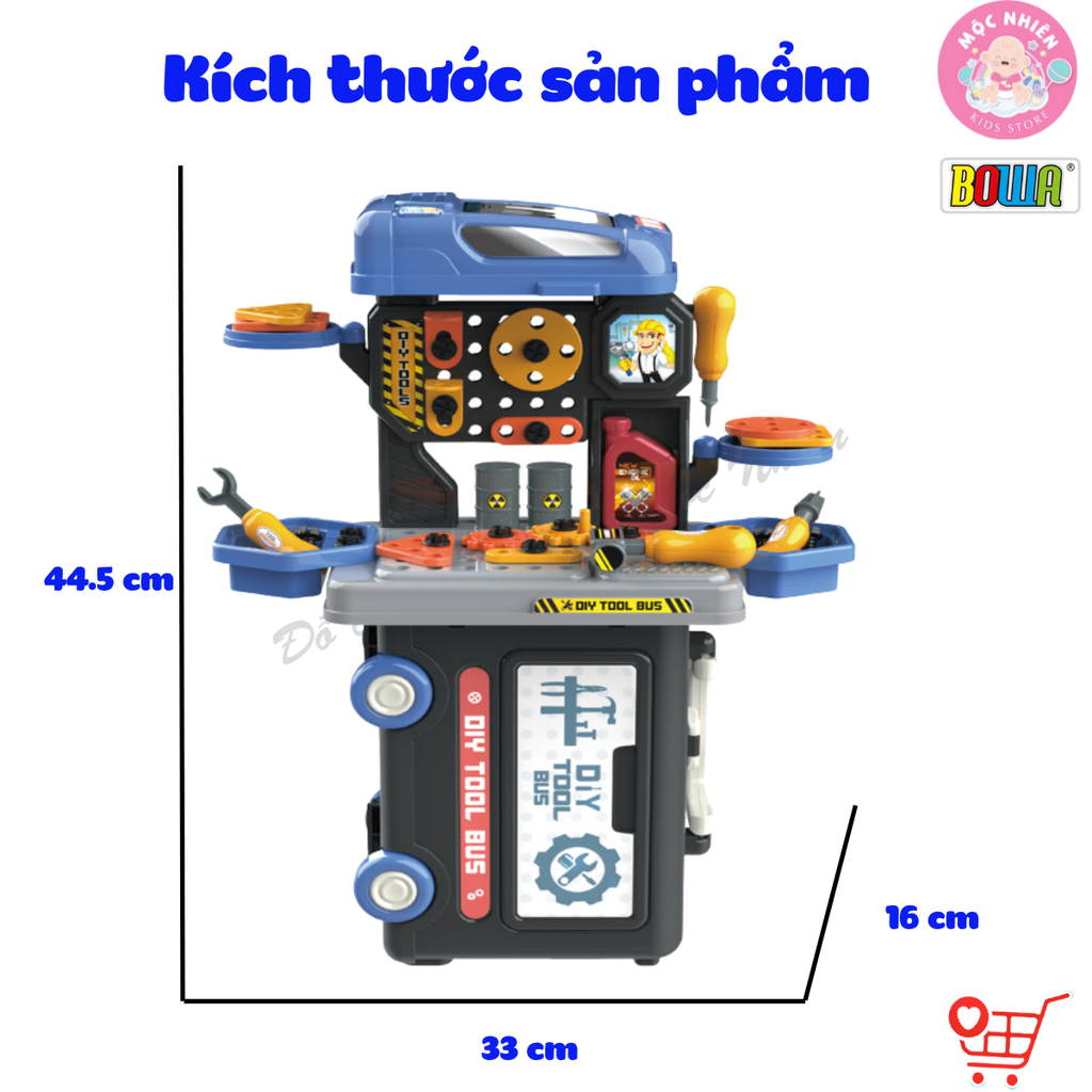 Đồ chơi nhập vai Bowa 8071 - Xe buýt công cụ kỹ sư 59 chi tiết