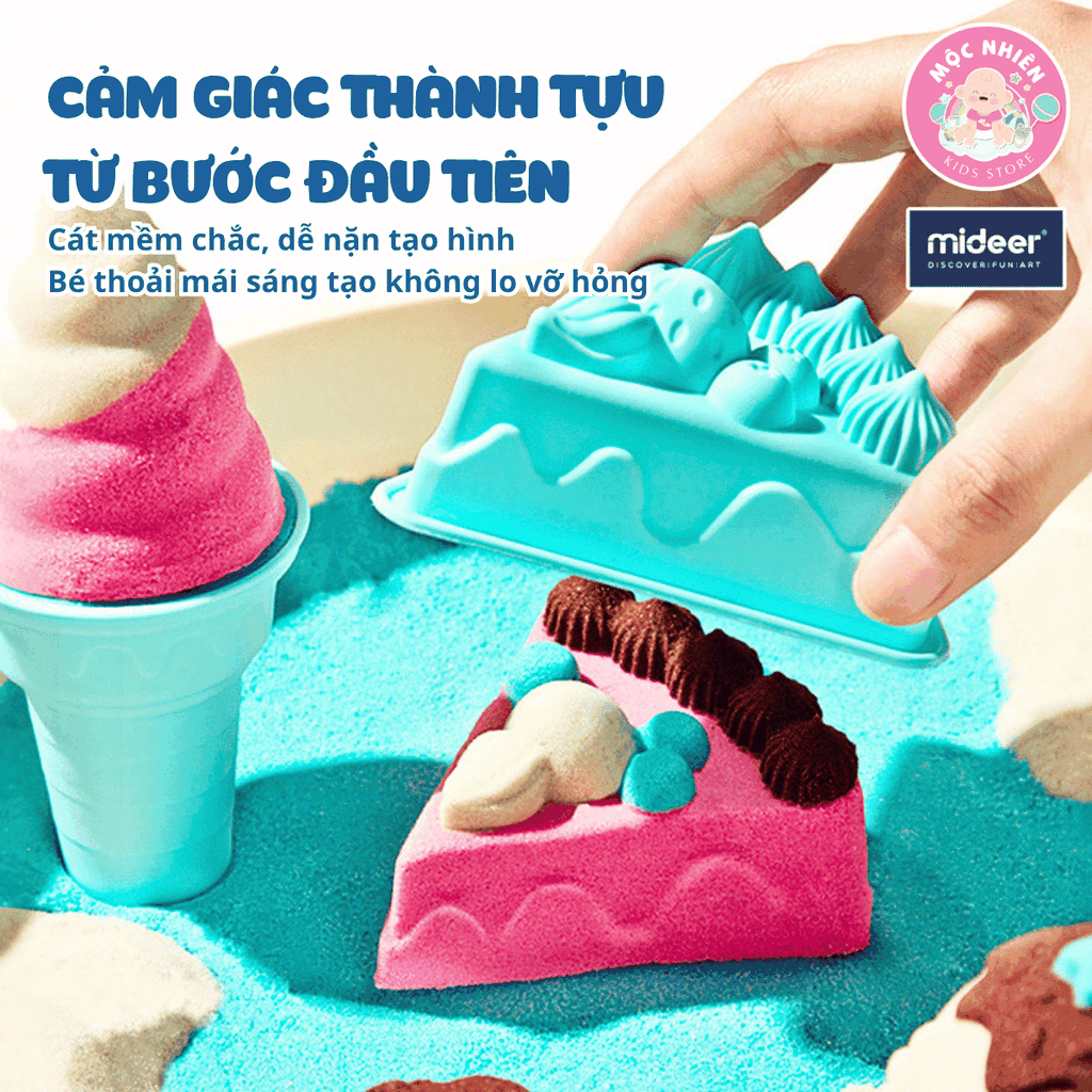 Đồ chơi Cát động lực Mideer kèm dụng cụ tạo hình thủ công làm bánh cho bé cao cấp Color Magic Sand (MD4326)