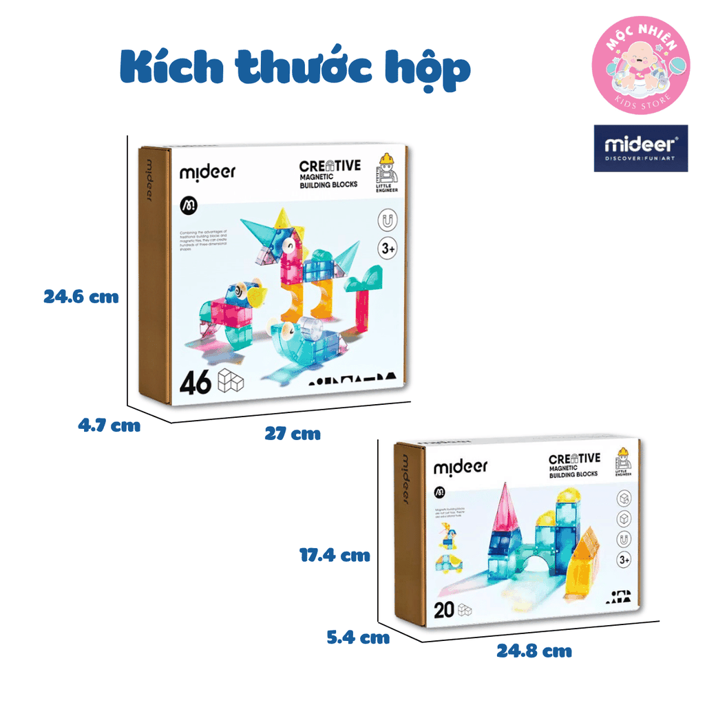 Đồ chơi xếp hình nam châm ánh sáng hình khối - Mideer Creative Magnetic Building Blocks - Dành cho bé từ 3 tuổi