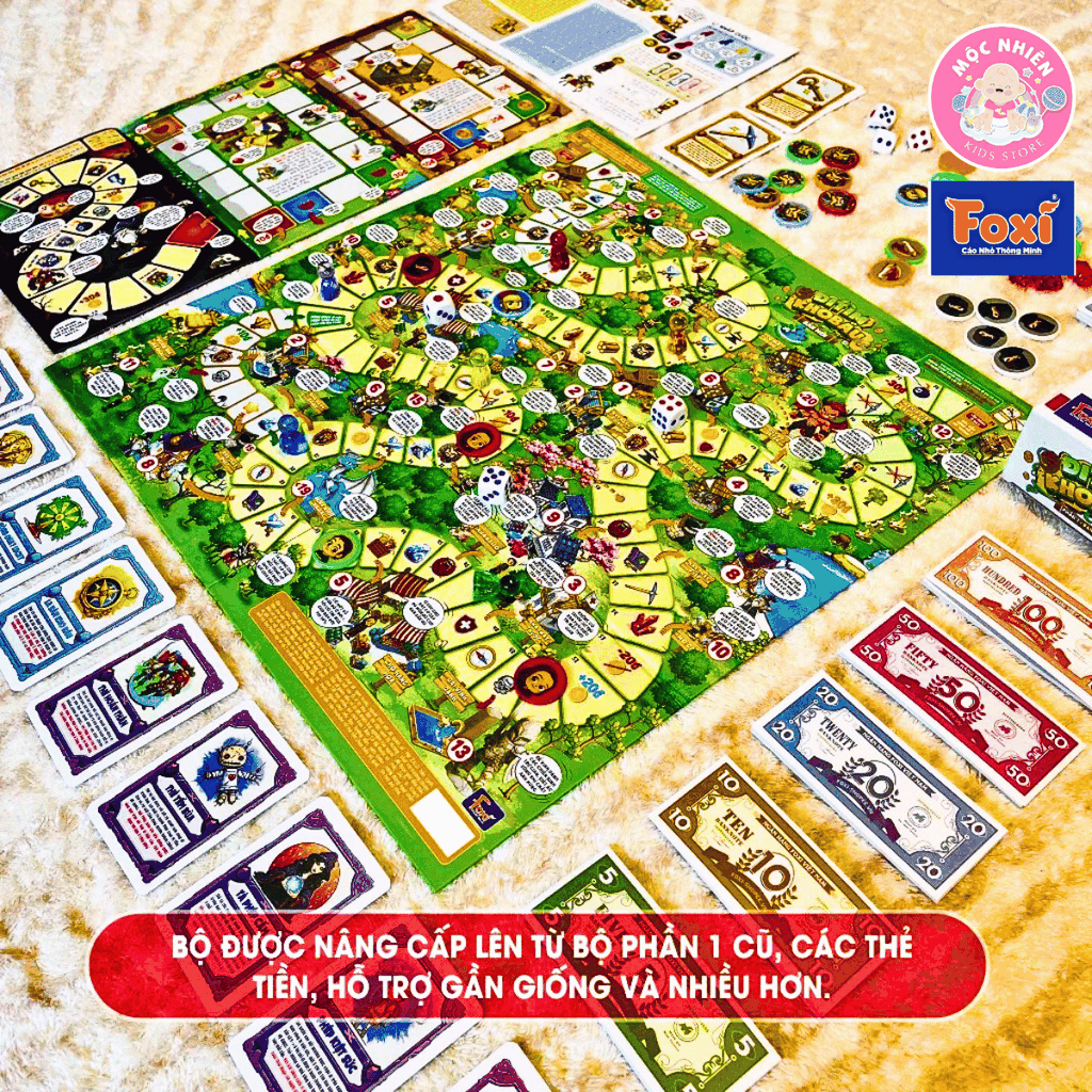 Boardgame Đi tìm kho báu phần 1 bản mới cao cấp Foxi - Bàn cờ cứng, các chi tiết nhựa