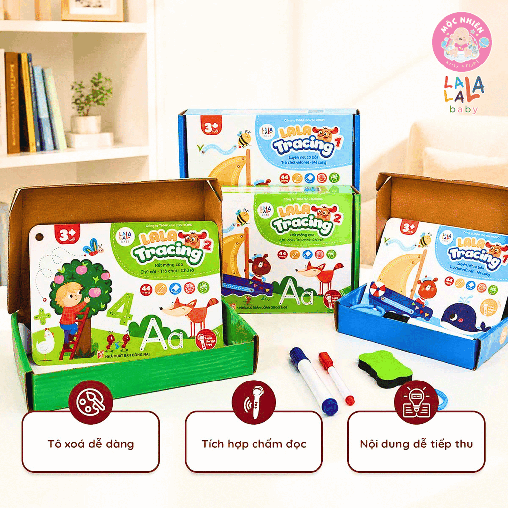 Học liệu tô xóa Lala Tracing Plus - Đồ chơi giấy tô xóa thông minh đồ chơi tô xóa cho bé -Lalala baby