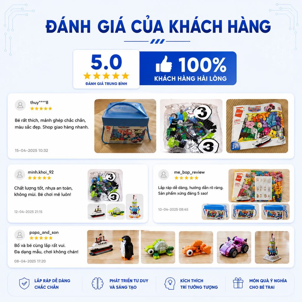 Đồ Chơi Lắp Ráp Xếp Hình Qman 2901 - Hộp Gạch Sáng Tạo Cơ Bản (460 Mảnh Ghép) - Dành cho bé từ 6 tuổi