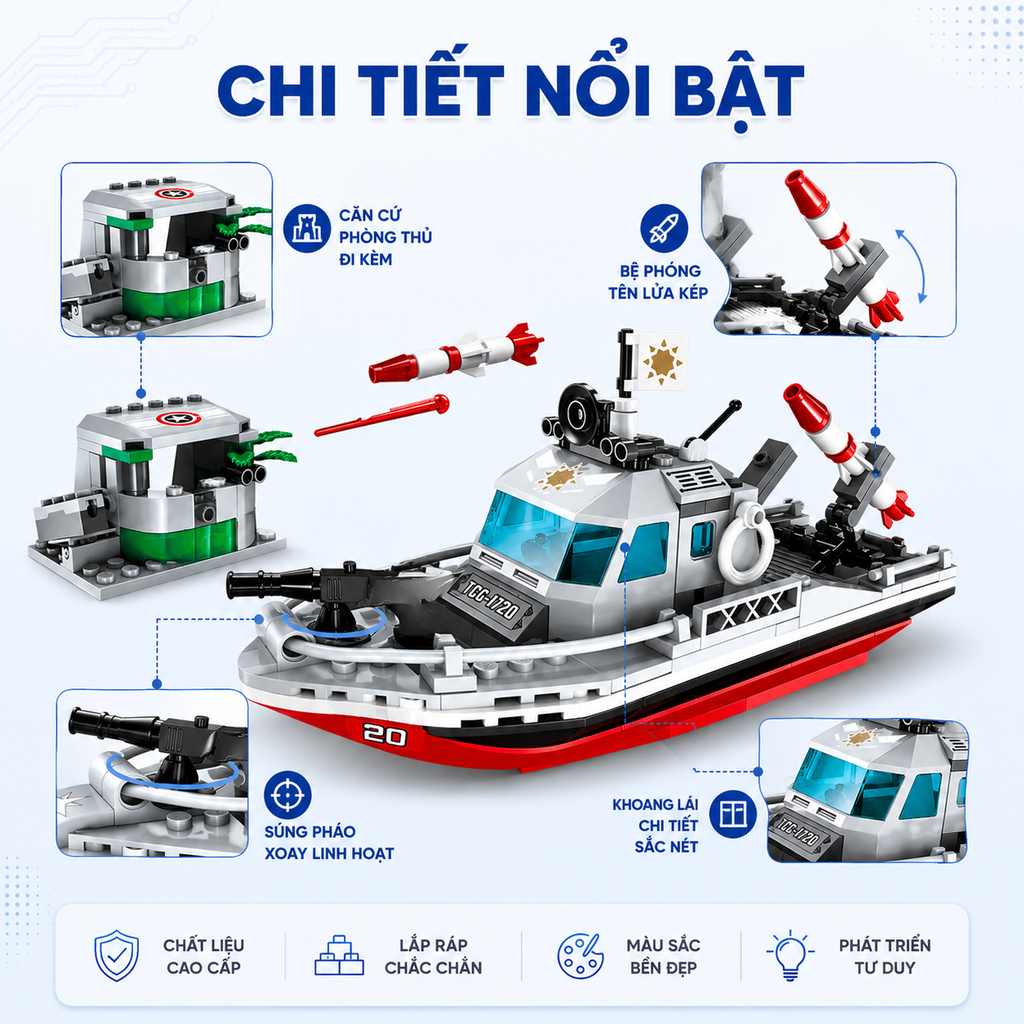 Đồ chơi lắp ráp Qman 1720 - Cuộc xung đột bờ biển (235 chi tiết)