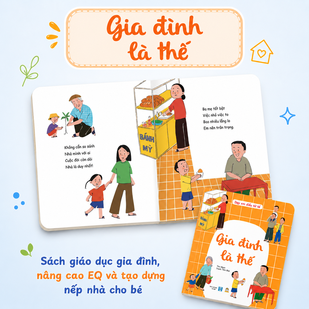 Bộ sách thơ Dạy em điều tử tế 2 cuốn bồi cứng - Sách giáo dục gia đình, nâng cao EQ và tạo dựng nếp nhà cho bé