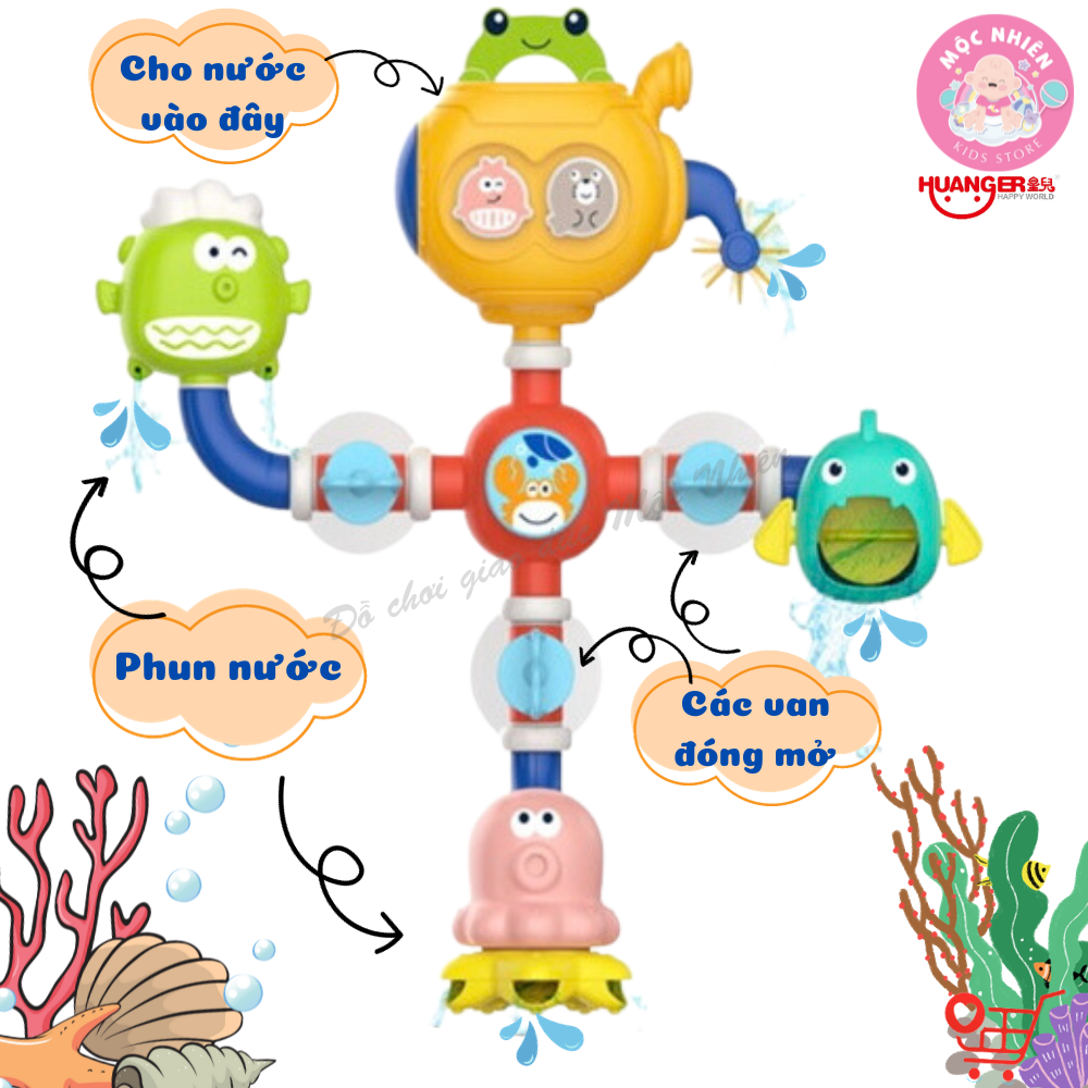 Đồ Chơi Nhà Tắm HUANGER Water Toys HE8070 - Robot Động Vật Biển Phun Nước Cho Bé Từ 18 Tháng Tuổi