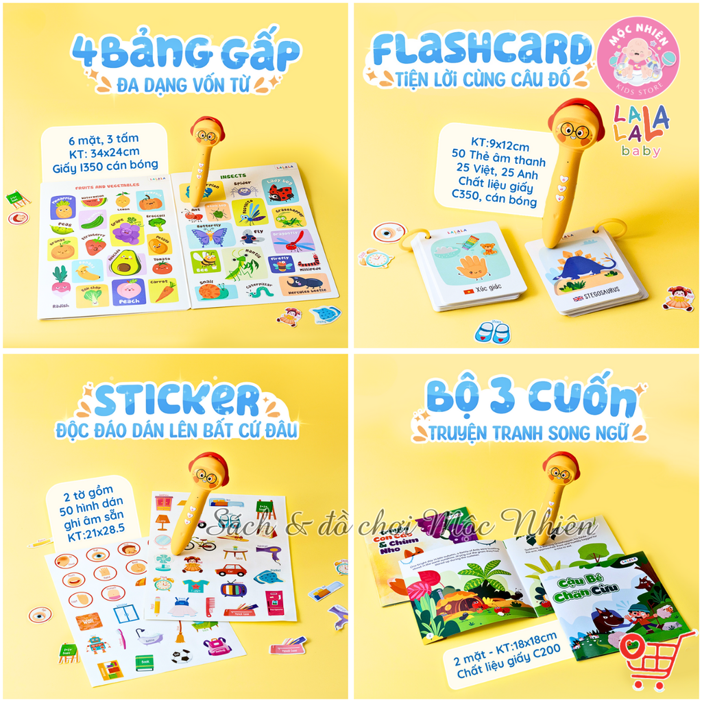 Bút Chấm Đọc Lala Magic Pen Song Ngữ Anh Việt - Đồ Chơi Âm Thanh Tích Hợp Đa Chức Năng kèm Thu Âm Cho Bé - Lalala baby