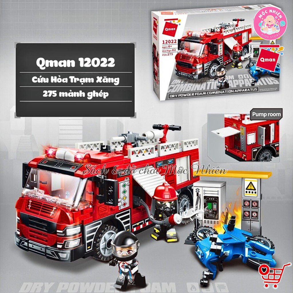 Đồ chơi lắp ráp xếp hình Qman 12022 - Cứu hoả trạm x ăng nhiên liệu (275 chi tiết) - Dành cho bé từ 6 tuổi