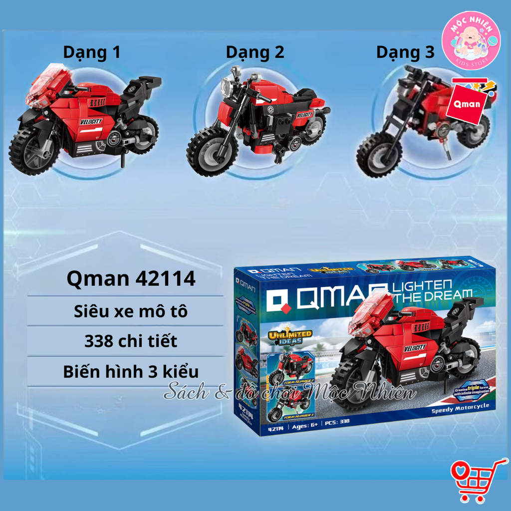 Đồ chơi lắp ráp Qman 42114 - Mô Tô Thể Thao (338 mảnh ghép)