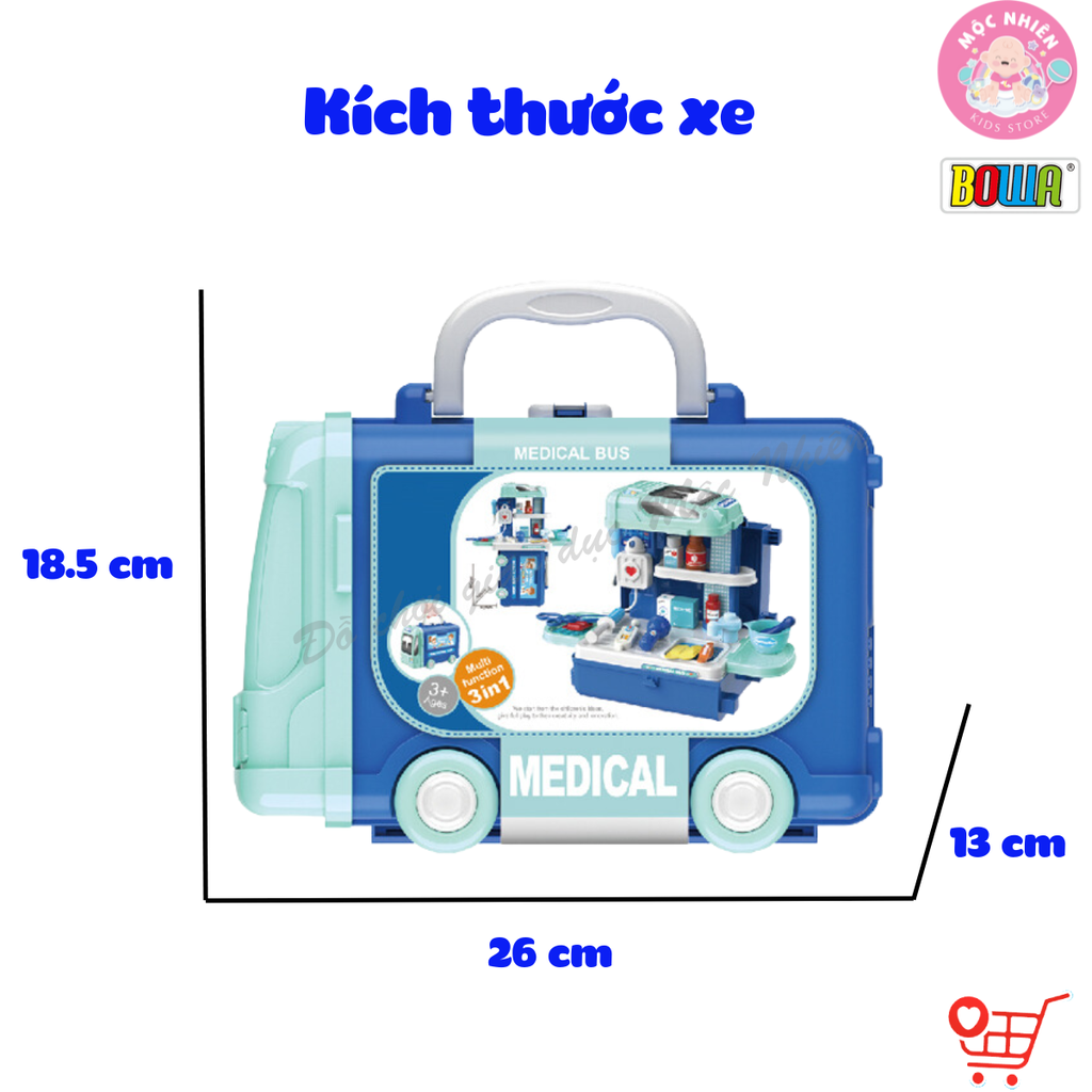 Đồ chơi nhập vai Bowa 8074 - Xe buýt y tế 29 chi tiết