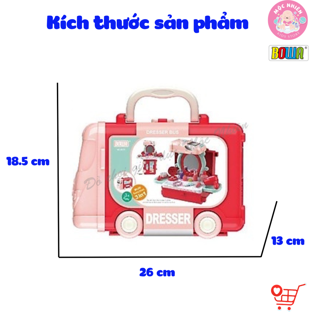 Đồ chơi nhập vai Bowa 8078 - Xe buýt trang điểm 25 chi tiết