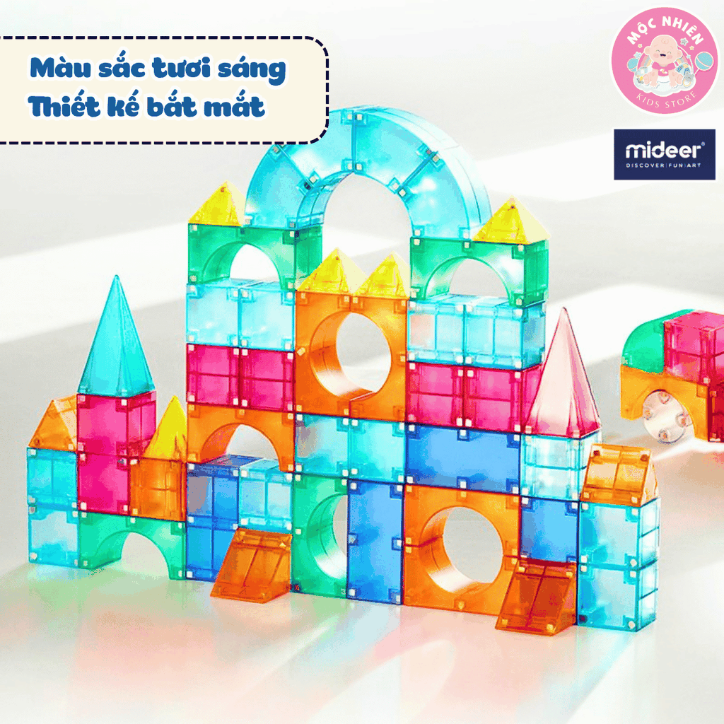 Đồ chơi xếp hình nam châm ánh sáng hình khối - Mideer Creative Magnetic Building Blocks - Dành cho bé từ 3 tuổi