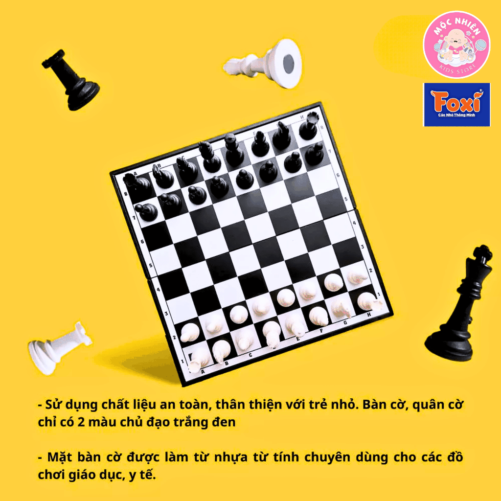 Bộ Hộp Cờ Vua Nam Châm Chess Bàn 31cm, 28cm - Hiệu Foxi - Cờ vua quốc tế kèm hộp đựng
