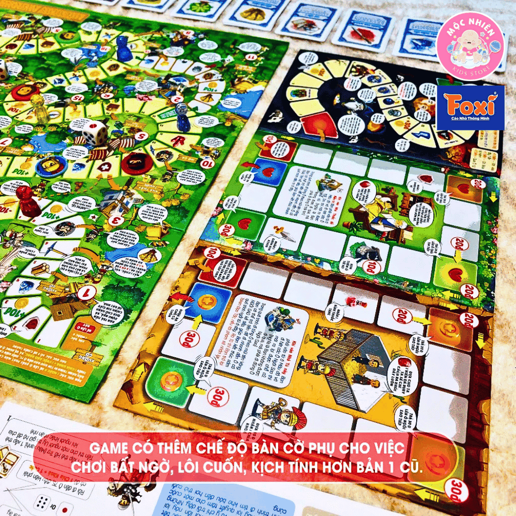 Boardgame Đi tìm kho báu phần 1 bản mới cao cấp Foxi - Bàn cờ cứng, các chi tiết nhựa