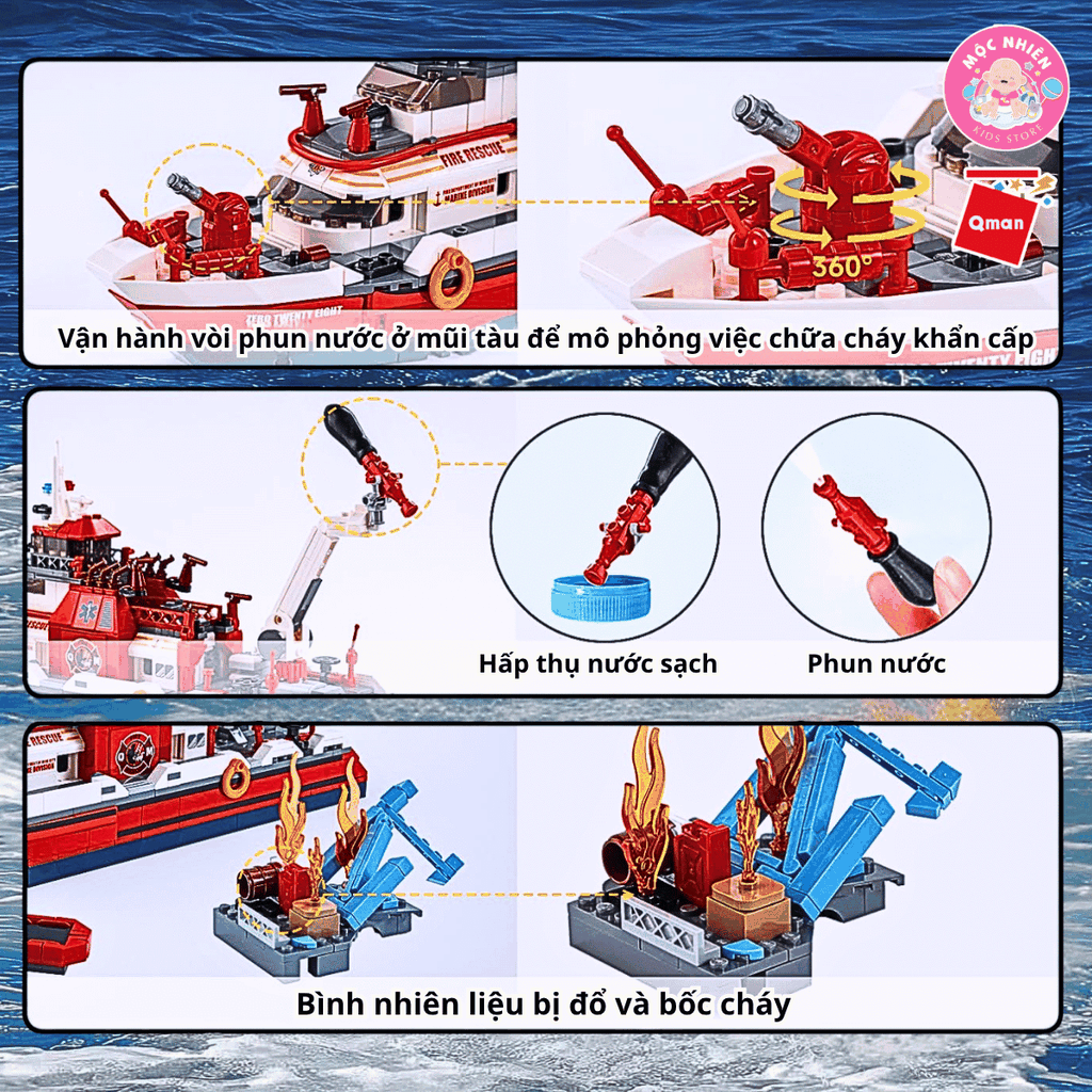 Đồ chơi lắp ráp xếp hình Qman 12028 - Tàu cứu hộ ven biển (589 chi tiết) - Dành cho bé trai từ 6 tuổi