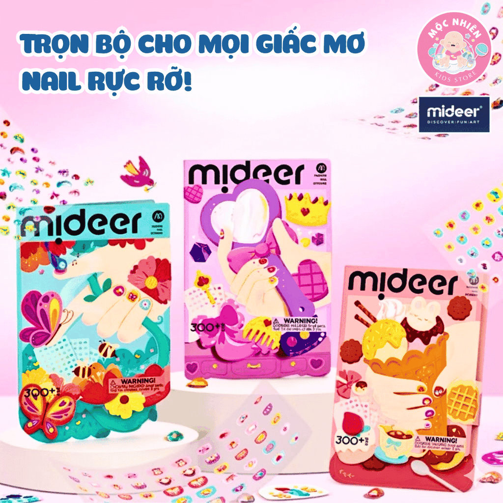 Đồ chơi Sticker dán móng tay cho bé Mideer Nail stickers 4 mẫu miếng dán cho bé gái