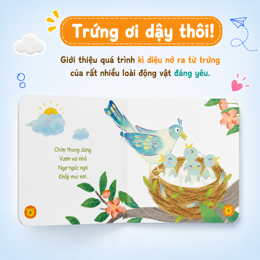 Bộ 02 cuốn sách Bồi cứng - Muôn điều kì diệu Phần 1 (Trứng ơi dậy thôi và Bú ti bú tí) - Lionbooks