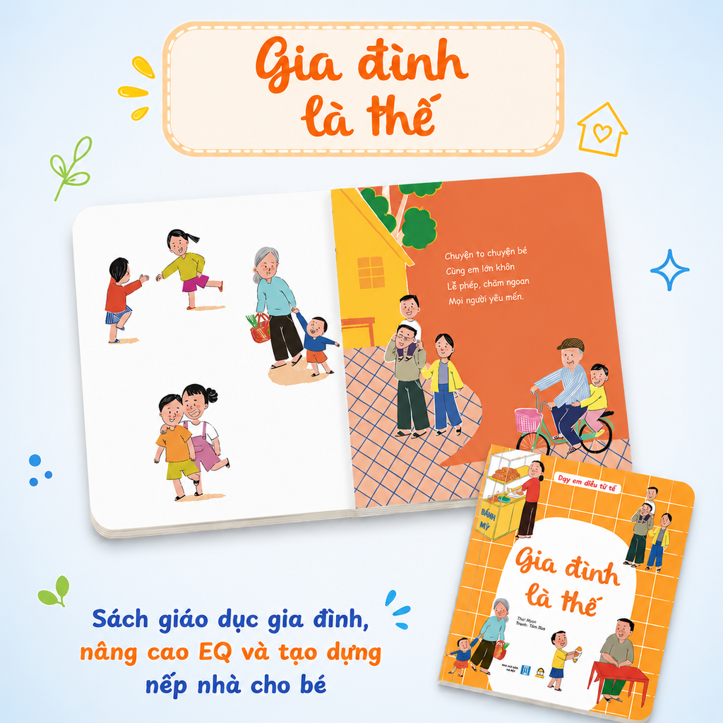 Bộ sách thơ Dạy em điều tử tế 2 cuốn bồi cứng - Sách giáo dục gia đình, nâng cao EQ và tạo dựng nếp nhà cho bé