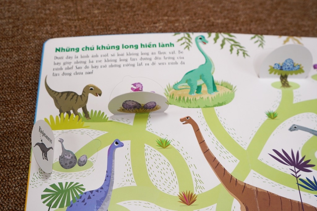 Sách Tương Tác Lật Mở Khám Phá Khổ lớn Lift-The-Flap - Lật mở khám phá - Dinosaurs - Thế giới khủng long - Đinh Tị Books