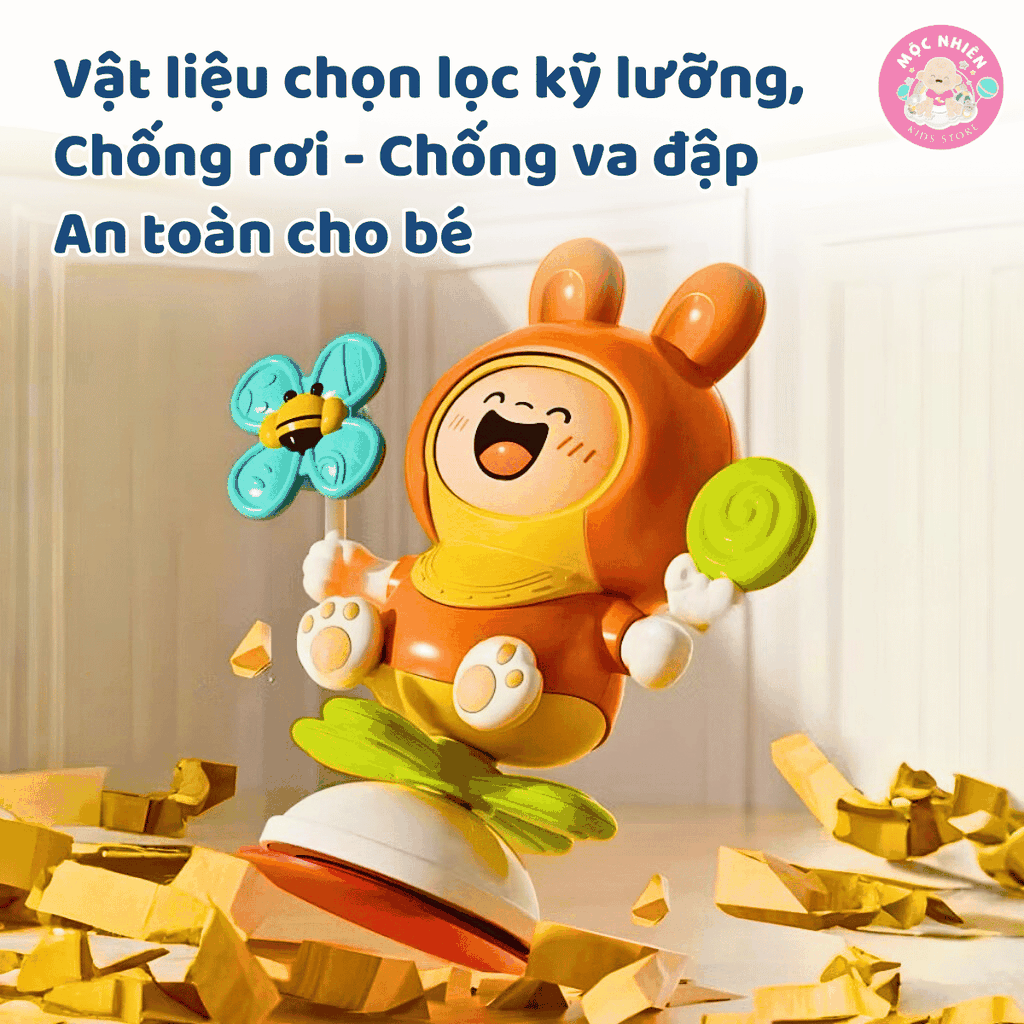 Đồ chơi thỏ nhảy múa thay đổi biểu cảm kèm chong chóng xoay tròn cho bé sơ sinh Goodway Rabbit