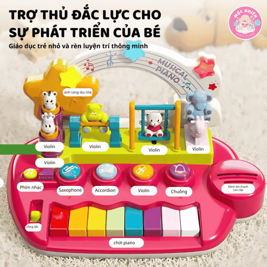 Đồ chơi âm nhạc cho bé kèm đàn piano điện tử có hiệu ứng động vật nhảy múa Goodway Musical Piano