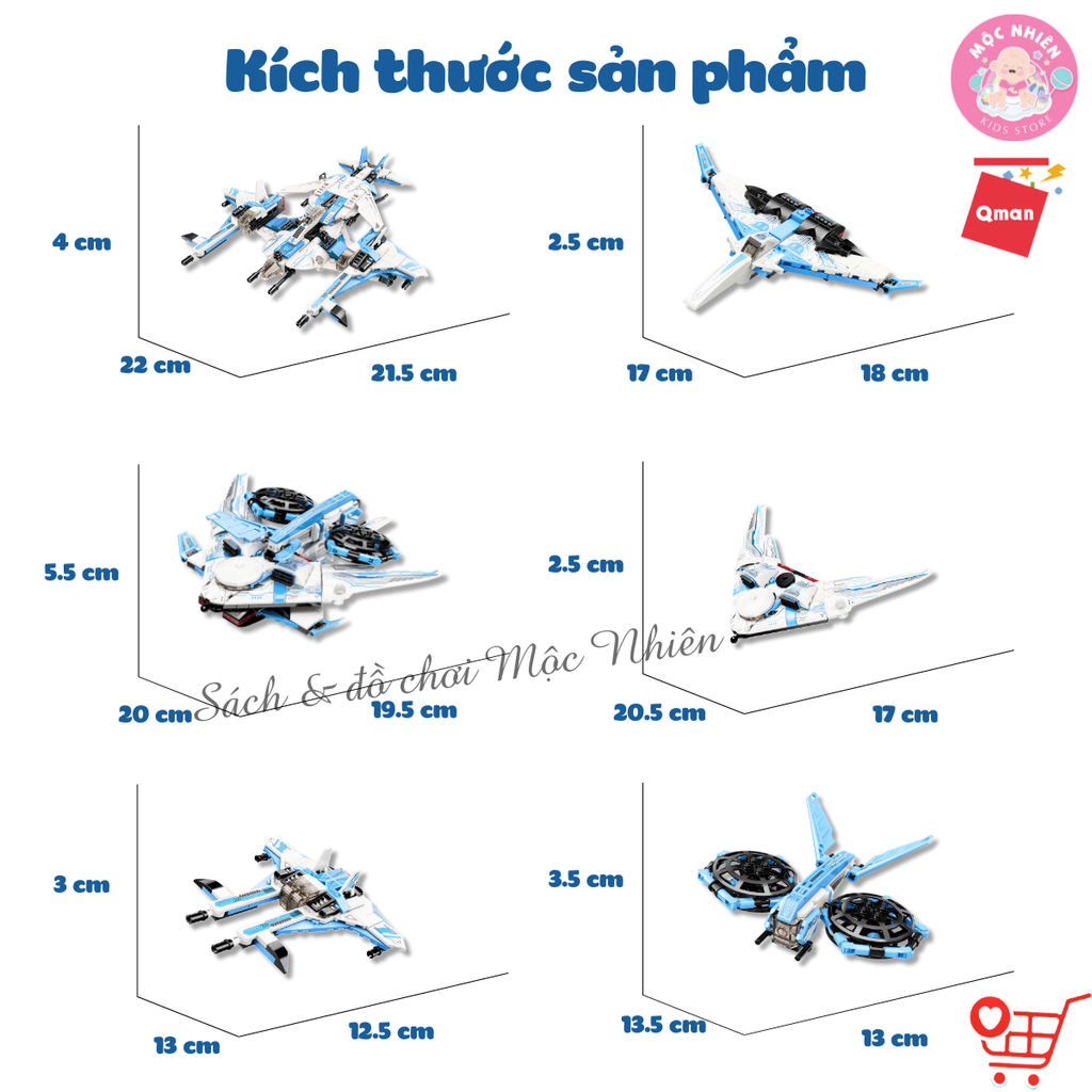 Đồ Chơi Lắp Ráp Qman 41106 (741 chi tiết) - Biệt Đội Tiên Phong - Máy Bay Chiến Đấu Thiên Hà - Cho bé từ 6t