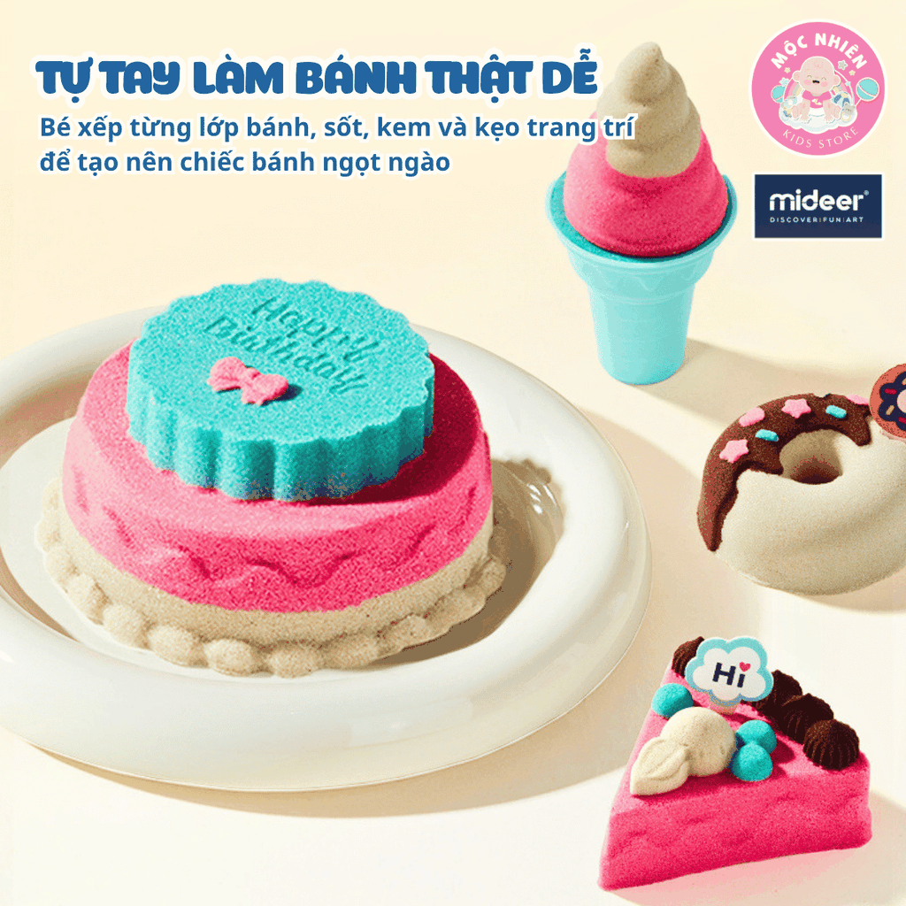 Đồ chơi Cát động lực Mideer kèm dụng cụ tạo hình thủ công làm bánh cho bé cao cấp Color Magic Sand (MD4326)