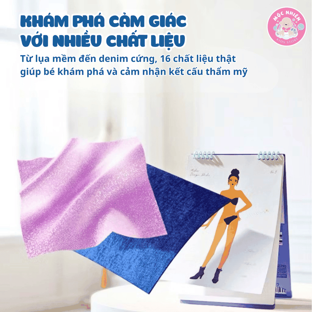 Sổ tay thiết kế thời trang Mideer kèm vải - Đồ chơi cho bé gái Dress-up Fashion Guide MD2348