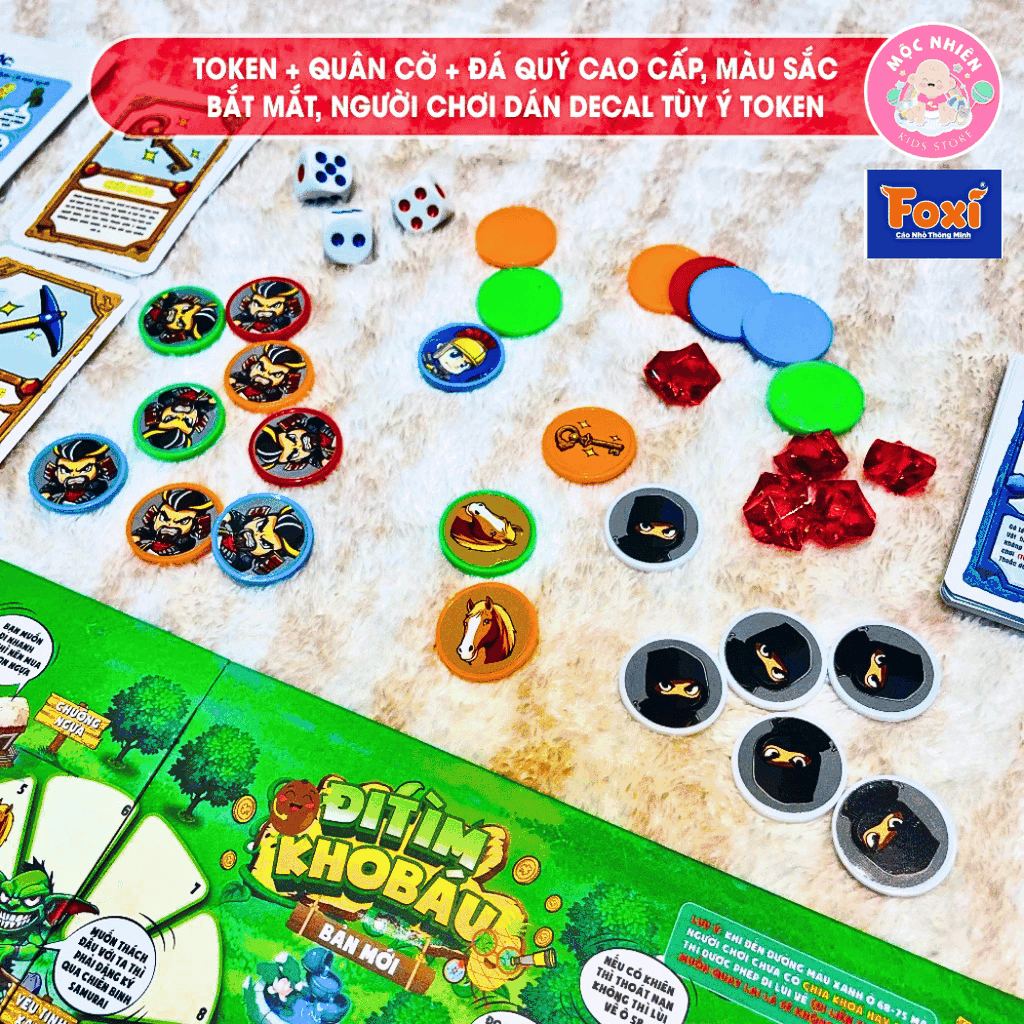Boardgame Đi tìm kho báu phần 1 bản mới cao cấp Foxi - Bàn cờ cứng, các chi tiết nhựa