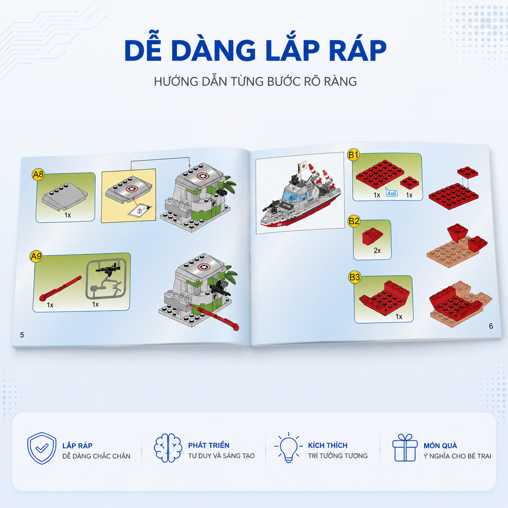 Đồ chơi lắp ráp Qman 1720 - Cuộc xung đột bờ biển (235 chi tiết)