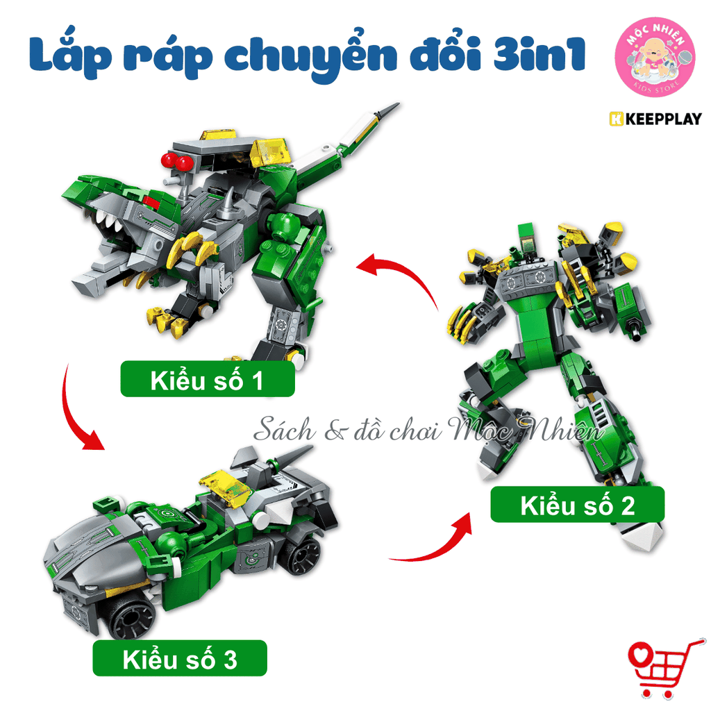 Đồ chơi lắp ráp xếp hình Keepplay 42115 - Robot xanh biến hình