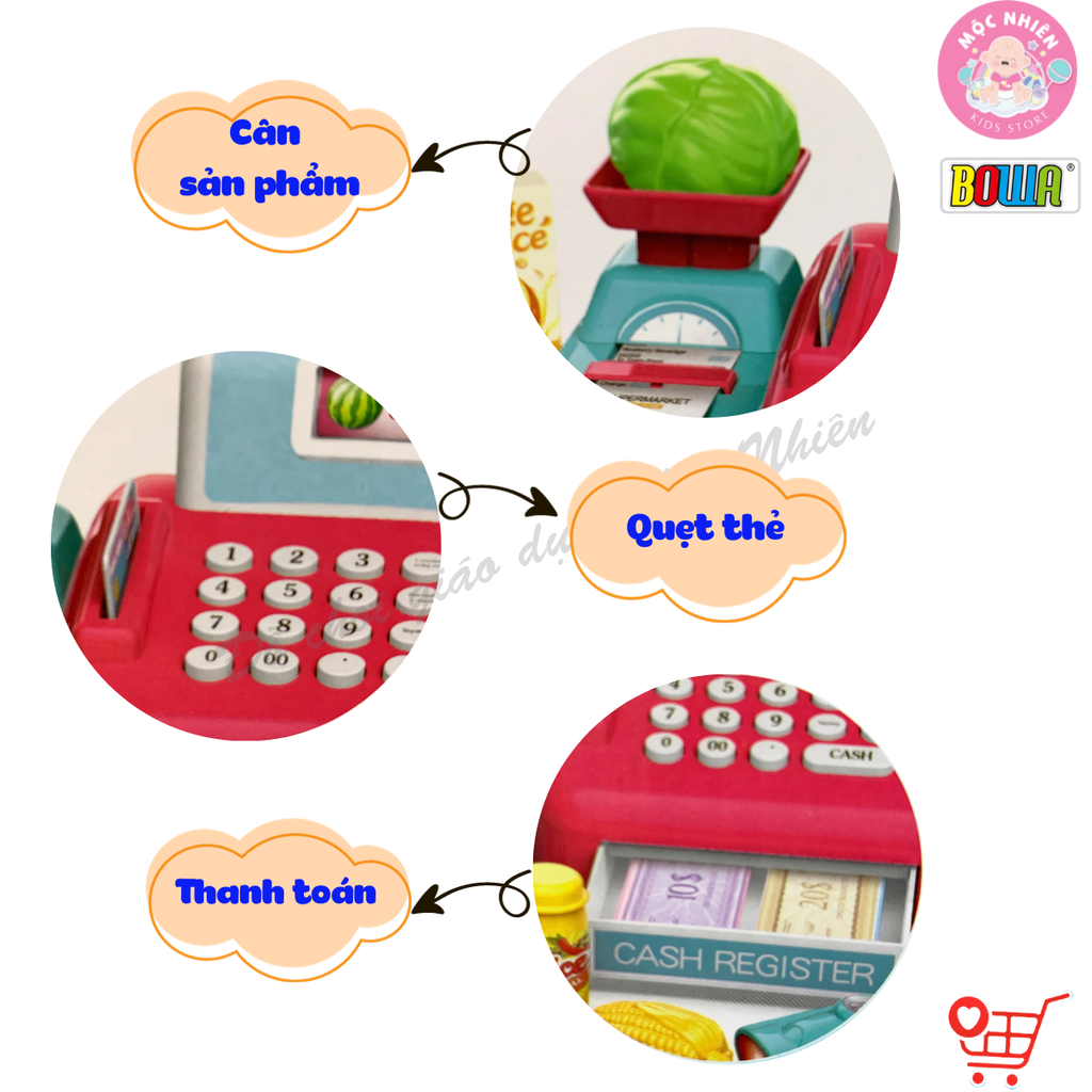 Đồ chơi nhập vai Bowa 8352A - Quầy thanh toán 15 món - Dành cho bé từ 3 tuổi