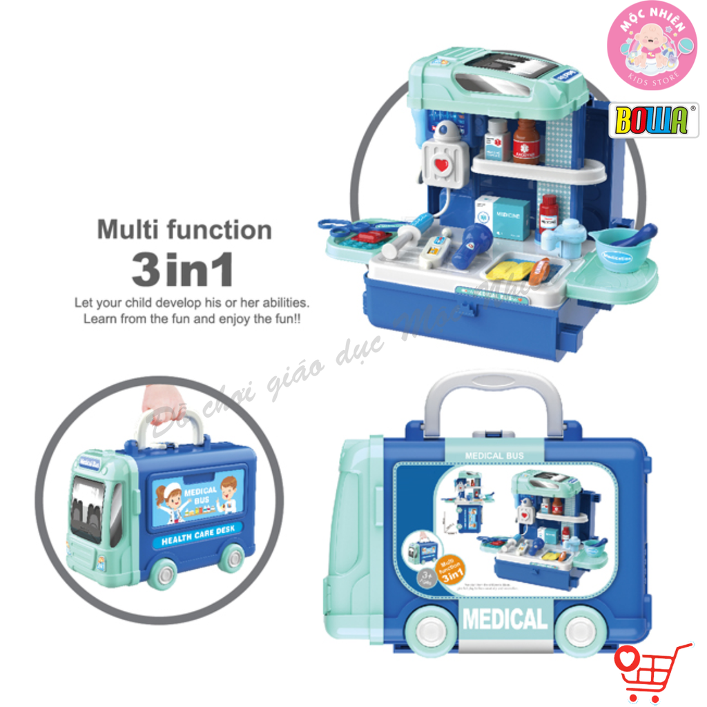 Đồ chơi nhập vai Bowa 8074 - Xe buýt y tế 29 chi tiết