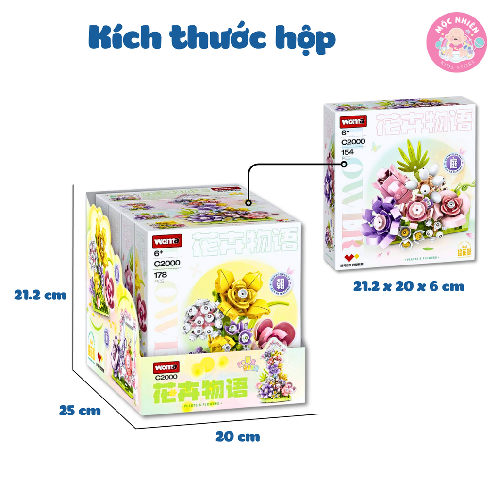 Đồ chơi lắp ráp WOMA C2000 - Chậu hoa tươi thắm (656 mảnh ghép)