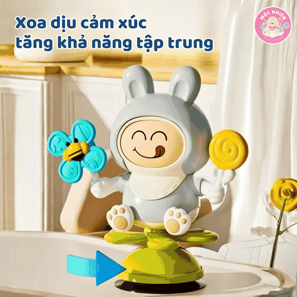 Đồ chơi thỏ nhảy múa thay đổi biểu cảm kèm chong chóng xoay tròn cho bé sơ sinh Goodway Rabbit